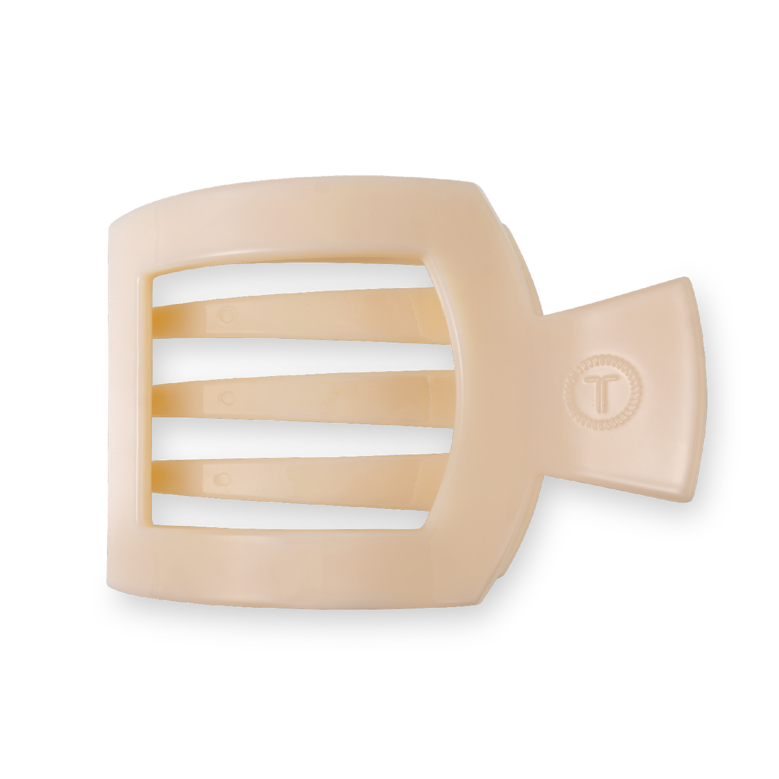 Almond Beige Large Flat Square Clip - Teleties