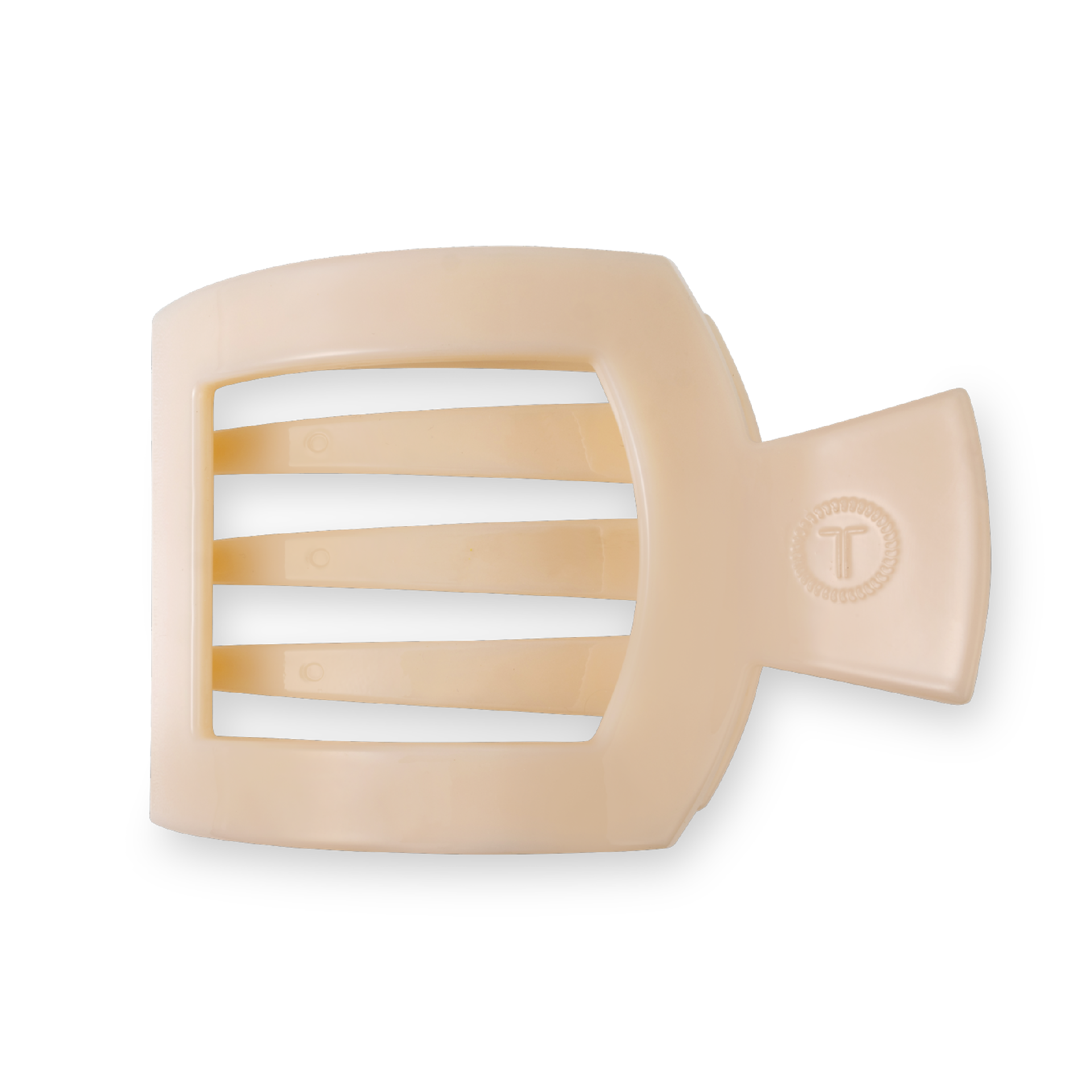 Almond Beige Large Flat Square Clip - Teleties