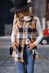 Explore More Collection - Plaid Button Up Vest Coat