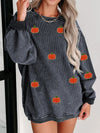 Explore More Collection - Pumpkin Round Neck Long Sleeve Sweatshirt