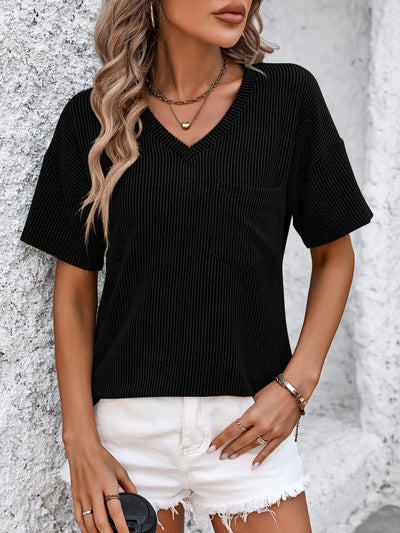 Explore More Collection - V-Neck Dropped Shoulder T-Shirt