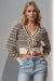 Explore More Collection - Double Take Full Size Striped Bow Decor Cropped Cardigan