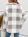 Explore More Collection - Plaid Dropped Shoulder Long Sleeve Plush Coat