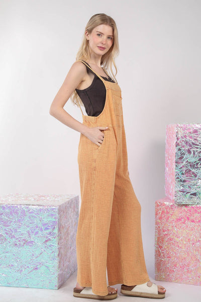 Explore More Collection - VERY J Texture Washed Wide Leg Overalls