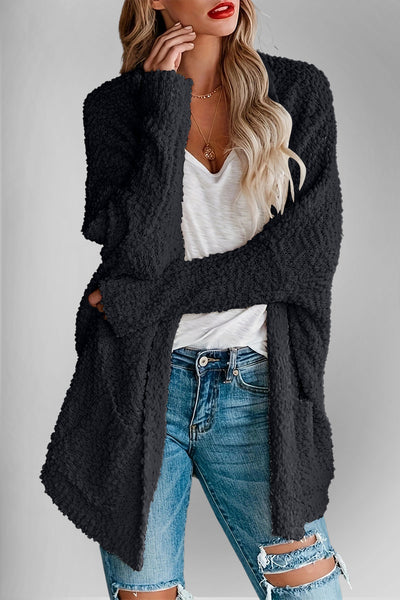 Explore More Collection - Double Take Pocketed Open Front Long Sleeve Cardigan