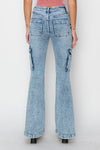 Explore More Collection - RISEN Full Size High Rise Cargo Flare Jeans