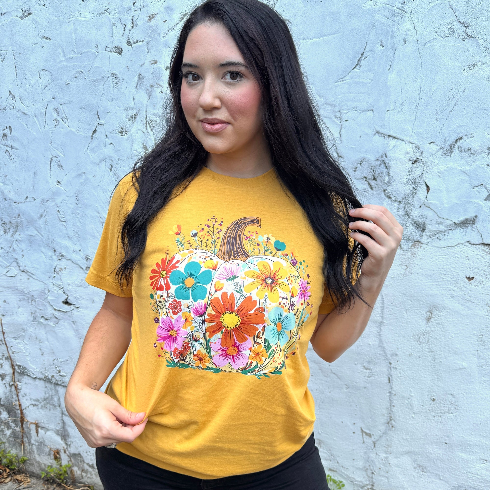 Explore More Collection - Floral Fall Pumpkin Graphic Tee