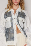 Explore More Collection - POL Eyelet Flower Pearl Detail Lace Patchwork Shirt