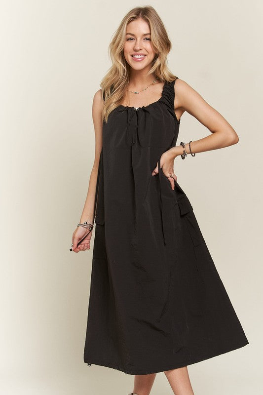 Explore More Collection - ADORA Drawstring Slit Back Cargo Dress