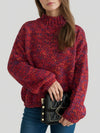 Explore More Collection - Heathered Turtleneck Dropped Shoulder Sweater