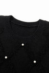 Explore More Collection - Pearl Detail Round Neck Long Sleeve Sweater