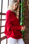 Explore More Collection - First Love Full Size Asymmetrical Hem Dolman Sleeve Sweater