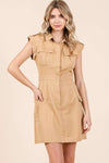 Explore More Collection - Mittoshop Cargo Pocket Half Button Mini Dress