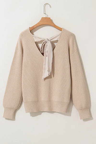 Explore More Collection Doorbusters - Tied V-Neck Long Sleeve Sweater