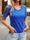 Explore More Collection - Lace Detail Round Neck Short Sleeve T-Shirt