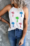 Explore More Collection - Sequin Coconut Tree Round Neck Tank