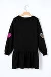 Explore More Collection - Sequin Heart Round Neck Long Sleeve Mini Dress