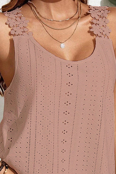 Explore More Collection - Lace Detail Scoop Neck Tank