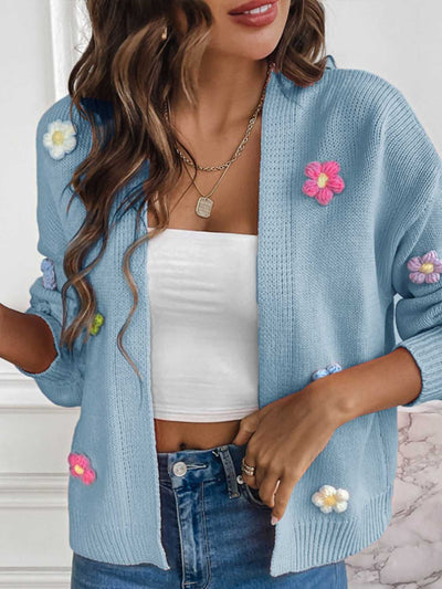 Explore More Collection - Floral Long Sleeve Open Front Cardigan