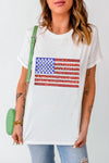 Explore More Collection - US Flag Round Neck Short Sleeve T-Shirt