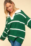 Explore More Collection - Haptics Collared Neck Striped Contrast Sweater