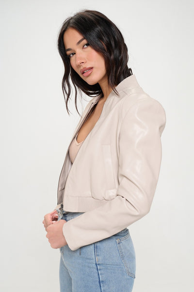 Explore More Collection - Coalition LA Zip Up Cropped Bomber Jacket