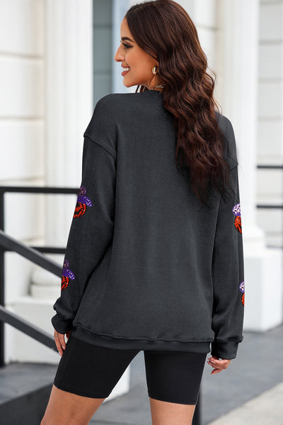 Explore More Collection - Sequin Pumpkin Long Sleeve Sweatshirt