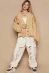 Explore More Collection - POL Quilting Patch Button Up Cable Knit Jacket