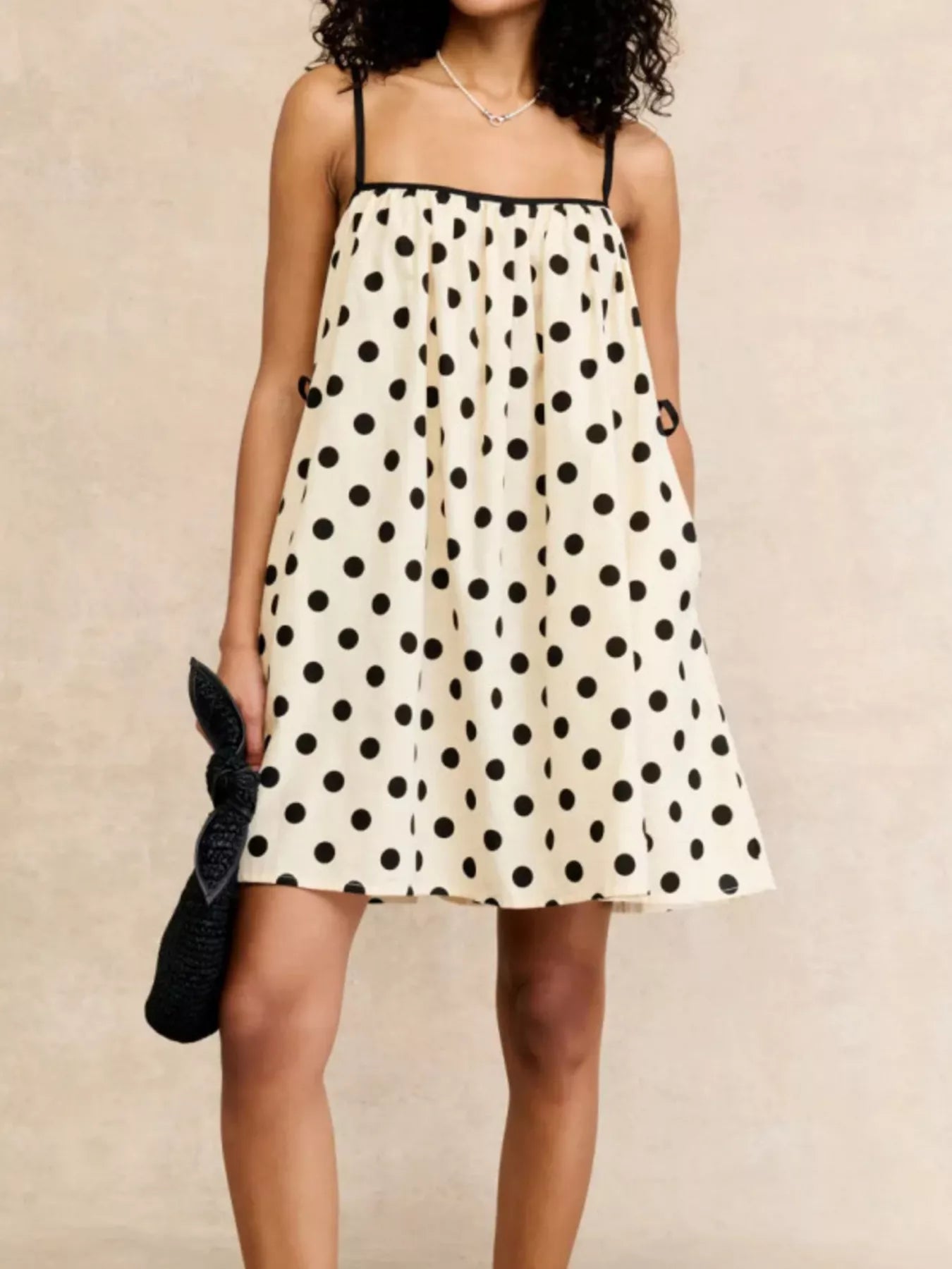 polka dot spaghetti strap dress Ganni Polka-Dot Smocked Spaghetti-Strap Midi Mael Smocked Polka Dot Midi