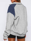 Explore More Collection - Contrast Quarter Zip Long Sleeve Sweatshirt