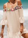 Explore More Collection - Crochet Cold Shoulder Three-Quarter Sleeve Cover Up