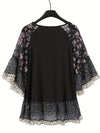 Explore More Collection - Full Size Frill Printed Round Neck Half Sleeve Blouse