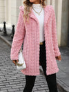 Explore More Collection - Heart Open Front Hooded Fuzzy Coat