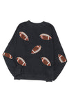 Explore More Collection - Sequin Football Patch Dropped Shoulder Sweatshirt