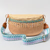 Explore More Collection - Bead Trim Straw Weave Crossbody Bag