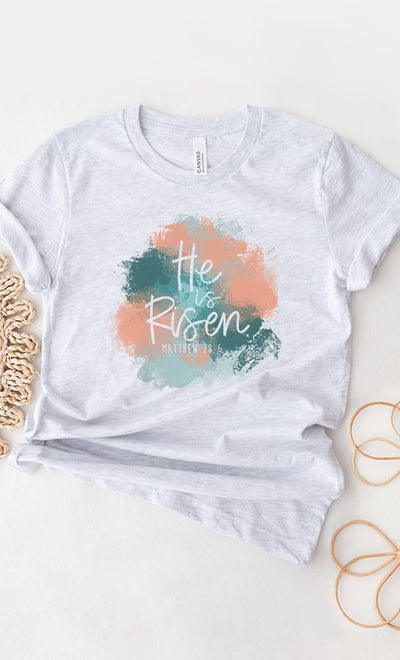 Explore More Collection - He Is Risen Scripture Art Easter Graphic Tee