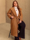 Explore More Collection - Plus Size Tied Long Sleeve Hooded Coat with Pockets