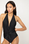 Explore More Collection - Marina West Swim Twisted Plunge Halter One Piece Swimsuit