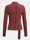 Explore More Collection - Ruched Sweetheart Neck Long Sleeve T-Shirt