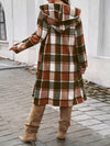 Explore More Collection - Plaid Long Sleeve Hooded Coat