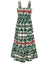 Explore More Collection - Smocked Printed Square Neck Sleeveless Dress