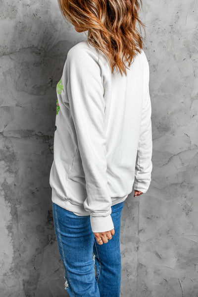 Explore More Collection - Lucky Clover Round Neck Dropped Shoulder Sweatshirt