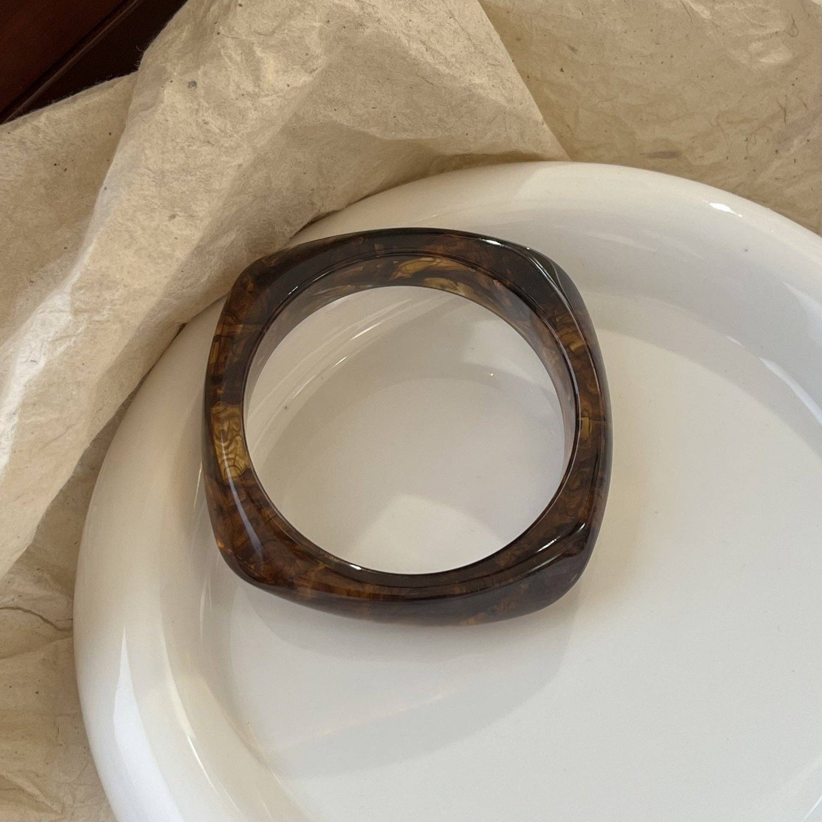 Geometric Polygon Irregular Acrylic Bracelets Tortoiseshell