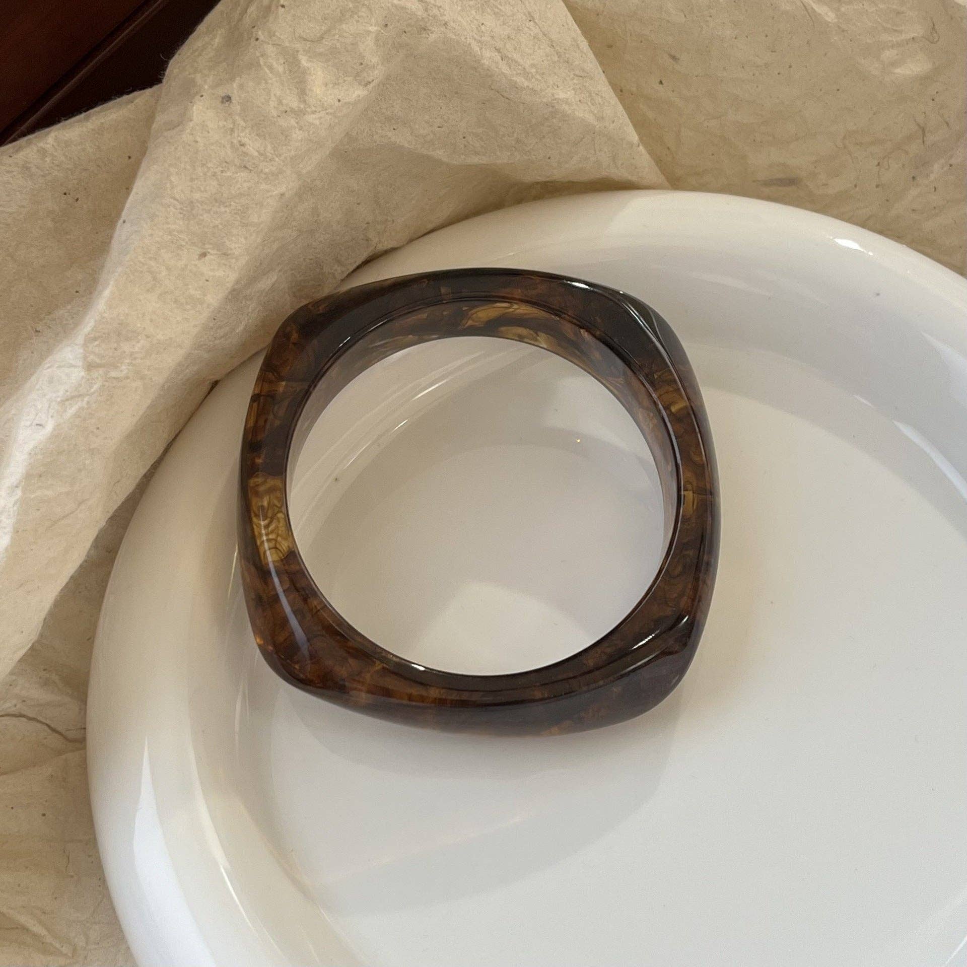 Geometric Polygon Irregular Acrylic Bracelets Tortoiseshell