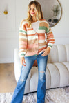 Explore More Collection - Haptics Full Size Button Down Striped Sweater Cardigan