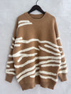 Explore More Collection - Contrast Round Neck Long Sleeve Sweater