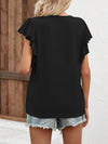 Explore More Collection - Full Size Ruffled Notched Cap Sleeve T-Shirt