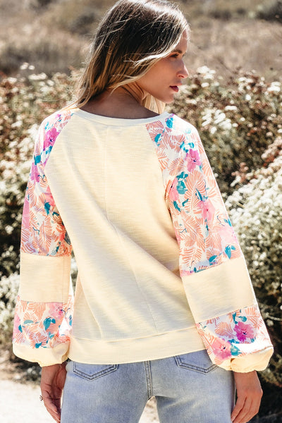 Explore More Collection - Printed Round Neck Balloon Sleeve Sweatshirt