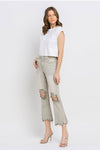 Explore More Collection - Lovervet Distressed Raw Hem Cropped Flare Jeans