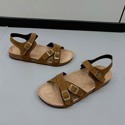 Explore More Collection - Open Toe Flat Buckle Sandals